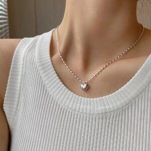 love heart 925 silver necklace